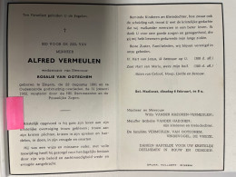 Devotie DP - Overlijden Alfred Vermeulen Wwe Van Ooteghem - Zingem 1891 - Oudenaarde 1962 - Avvisi Di Necrologio