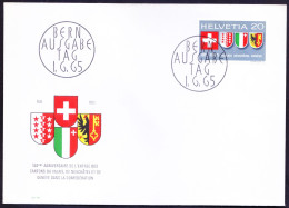 Switzerland 1965 FDC, Swiss Coat Of Arms And Of Valais, Neuchatel & Geneva - Buste