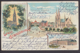 Strassburg, Blick Auf Protestantische Garnisonskirche U. Kaiserpalast, Bahnhof - Elsass