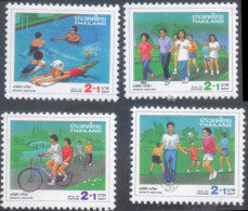 Thailand 1991 Sport For Children 4 Values MNH Jogging, Cycling, Swim, Jumping Rope - Altri & Non Classificati