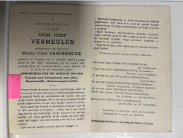 Devotie DP - Overlijden Leon Vermeulen - Echtg Vandriessche - Zingem 1889 - 1962 - Oudstrijder '14-'18 - Décès