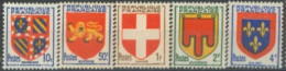 FRANCE -1949 - COAT OF ARMS STAMPS COMPLETE SET OF 5,  # 834/38, UMM (**). - Unused Stamps