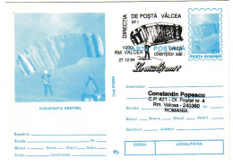 IP 94 - 072 PARACHUTTING, Romania - Stationery - Used - 1994 - Entiers Postaux