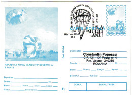 IP 94 - 073 PARACHUTTING, Romania - Stationery - Used - 1994 - Entiers Postaux