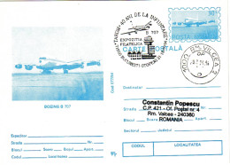 IP 94 - 077 AIRPLANE - BOEING  B 707, Romania - Stationery - Used - 1994 - Entiers Postaux