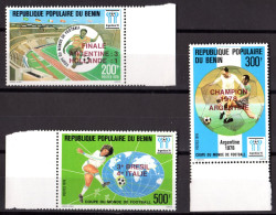 Benin 1978, Football World Cup In Argentina, Overprinted, 3val - 1978 – Argentine