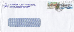 Barbados BARBADOS FLIGHT KITCHEN, AIRPORT P. O. E. 3, 1997 Cover Brief $1.10 Chattel House & 90c. USS John F. Kennedy - Barbades (1966-...)