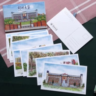 China Postcard Handdrawn Postcard Zhengzhou University, 10pcs - Cina