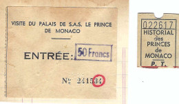 MONACO CASINO Lot De Documents Ticket Palais Princes Lot De 3 Documents - Documenti Storici