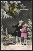 Foto-AK Photochemie Berlin Nr. 7213 /3: Kleines Kinderpaar Läuten Die Glocken Zu Weihnachten  - Photographie