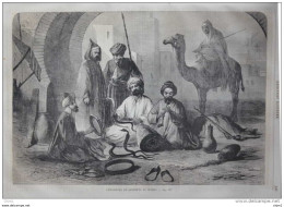 Charmeurs De Serpents Au Maroc - Page Original 1860 - Historische Dokumente