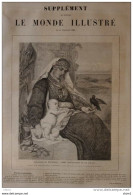 Exposition De Bruxelles - Femme Monténégrine Et Son Enfant, Tableau De M. Jaroslav Cermak - Page Original 1860 - Documents Historiques