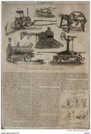 Exposition D'agriculture Au Palais De L'Industrie, Les Machines (planche 2) - Page Original 1860 - Historische Dokumente