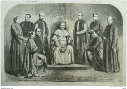 Le Pape Pie IX - Mgr Marsigli - Mgr Ricci - Mgr Stella - Mgr Pacca - Mgr Cenni Papst Pius IX - Page Original Double 1860 - Documentos Históricos