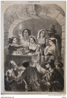Les Moccoli, Scène Du Carnaval Romain - Page Original 1860 - Historical Documents