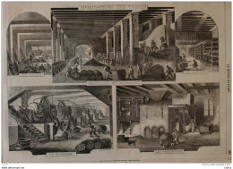 Manufacture Des Tabacs -deballage Et Arrosage - Les Hacheuses - Le Torrefacteur - Les Sechoirs - Page Original 1860 - Historical Documents
