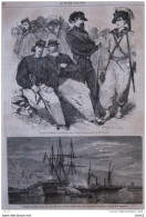 Volontaires Vénitiens Et Carabiniers Génois - Attaque Du Vaisseau Napolitain "le Monarque" - Page Original 1860 - Historische Dokumente