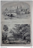 Vue De Dresde (Dresden), Prise De La Rive Droite De L'Elbe - Page Original 1860 - Historische Dokumente