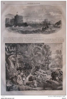 Vue De Civita-Vecchia - La Chasse Au Sanglier -  Page Original 1860 - Historical Documents