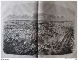 Vue De Leipsick - Leipzig -  Page Original Double 1860 - Documents Historiques