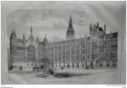 Vue De Palais De Westminster, Londres - Page Original 1860 - Historische Documenten