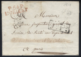 Morbihan - LsC Cursive P.54.P. L'ORIENT Rouge Pour Paris Marine Et Des Colonies - Ps.Ps. - 04/1818 - 1801-1848: Vorläufer XIX