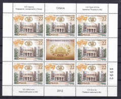 SERBIA 2012 ,125 YEARS OF THE NATIONAL THEATRE IN NIŠ,WIGNETTE,SHEET,,,MNH - Serbie