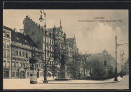 AK München, Promenadenplatz Mit Hotel Bayerischer Hof, Standbilder, Litfasssäule  - Muenchen