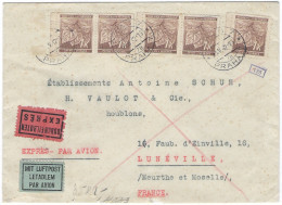 BOHÊME & MORAVIE - Lettre Recommandée Censurée Par Avion Exprès Prague 23 Février 1942 N°28 X6 Pour Lunéville - Covers & Documents