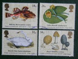THE LINNEAN SOCIETY Fish Fisch Poisson Mi 1131-1134 1988 Used Gebruikt Oblitere ENGLAND GRANDE-BRETAGNE GB GREAT BRITAIN - Used Stamps