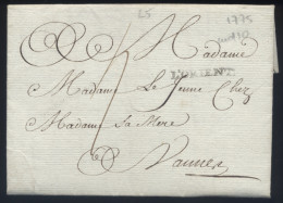 Morbihan - LsC Petite Cursive L'ORIENT Pour Vannes - 1775 - 1701-1800: Vorläufer XVIII