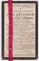 Devotie Doodsprentje Overlijden - Petrus De Clerck Wedn Vermeersch, Echtg J. Stubbe - Meetkerke 1829 - Klemskerke 1900 - Décès