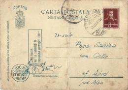 ROMANIA 1944 FREE MILITARY POSTCARD, MILITARY CENSORED, POSTCARD STATIONERY - World War 2 Letters
