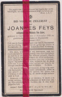 Devotie Doodsprentje Overlijden - Joannes Feys Echtg Melanie Van Acker - Koolskamp 1850 - Ruiselede 1917 - Décès