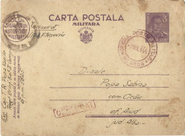 ROMANIA 1944 MILITARY POSTCARD, MILITARY CENSORED, OPM 5825, POSTCARD STATIONERY - Lettres 2ème Guerre Mondiale