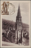 Bade Occupation Française 1948 Y&T 13 Sur Carte Maximum. Cathédrale De Fribourg, Freiburg Im Breisgau - Iglesias Y Catedrales