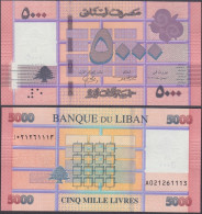 LEBANON - 5000 Livres 2021 P# 91c Middle East Banknote - Edelweiss Coins - Libano