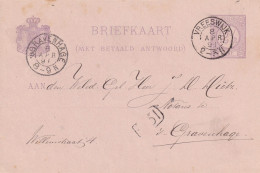 Briefkaart Met Betaald Antwoord 8 Apr 1891 Vreeswijk (kleinrond) Naar 's Gravenhage (kleinrond) - Storia Postale