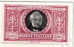 2815. 4/5.ITALY,1923 # 165-170 MANZONI STUCK ON PART ALBUM PAGE. - Nuovi