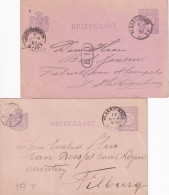 2 Briefkaarten 1891 En 1890 Vlaardingen (kleinrond) Naar Haarlem (kleinrond) Naar Tilburg 's Hertogenbosch - Poststempels/ Marcofilie