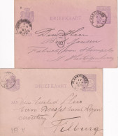 2 Briefkaarten 1891 En 1890 Vlaardingen (kleinrond) Naar Haarlem (kleinrond) Naar Tilburg 's Hertogenbosch - Marcofilia