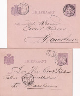 2 Briefkaarten 1894 En 1897 Wormerveer (kleinrond) Naar Haarlem (kleinrond) - Poststempels/ Marcofilie