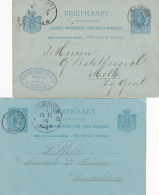 2 Briefkaarten 1887 En 1892 Zaandam (kleinrond) Naar Belgie En Duitsland - Poststempel