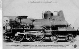 Les Locomotives Francaises (P-L-M) -  Machine No C-52 - Construite En 1895 -  Fleury CPA  Serie #  6  (rouge) - Trains