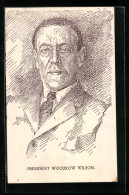 Künstler-AK Woodrow Wilson, Präsident Der USA  - Politische Und Militärische Männer