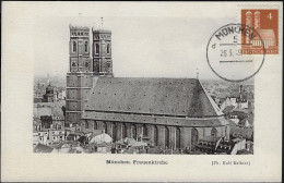 Allemagne Bizone 1948 Y&T 42 Sur Carte Maximum. Frauenkirche De Munich - Eglises Et Cathédrales