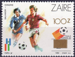 Zaire 1990, Football World Cup In Spain Argentina - Hungary, Overp. Gold, 1val - Unused Stamps