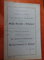 Peche Fluviale En Belgique Loi Arretés Agriculture 1954 - Documents Historiques