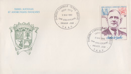 Enveloppe   FDC   1er  Jour   T.A.A.F   10éme   Anniversaire   Mort   Du   Général   DE  GAULLE   1980 - FDC