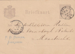 Briefkaart (grijs Type Wijde Arcering) 28 Sep 1881 Zierikzee (kleinrond) Met Firmastempel - Marcofilia